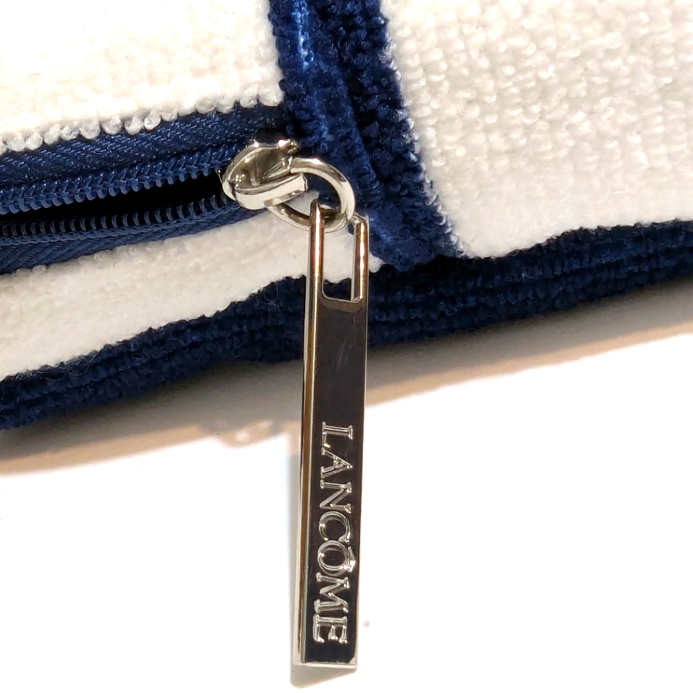 Lancôme Navy and White Striped Make-up Travel Terry Cloth Pouch - Picture 8 of 8